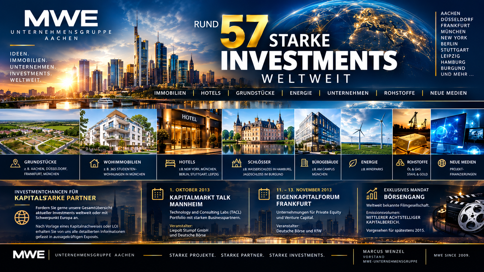 MWE-Unternehmensgruppe Aachen | Rund 57 starke INVESTMENTS weltweit 🌍