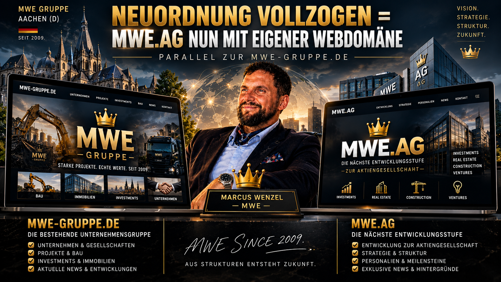 NEUORDNUNG VOLLZOGEN: MWE.AG jetzt eigenständig – parallel zu MWE-GRUPPE.DE 👑