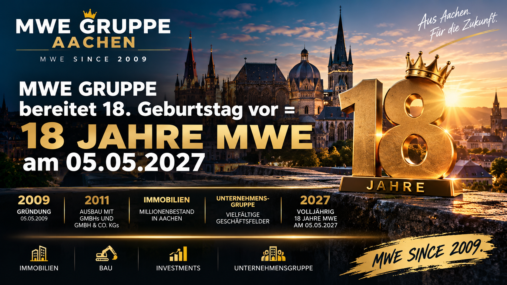 MWE GRUPPE bereitet 18. Geburtstag vor = 18 Jahre MWE am 05.05.2027
